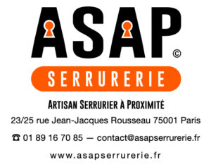 ASAP SERRURERIE - Artisant serrurier à proximité - 23/25 rue Jean-Jacques Rousseau 75001 Paris, 0189167085, contact@asapserrurerie.fr, www.asapserrurerie.fr